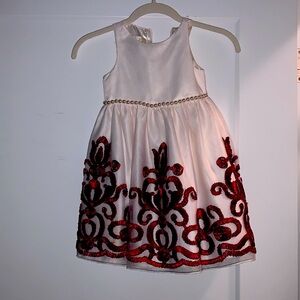 Elegant White and Red Kids Dress